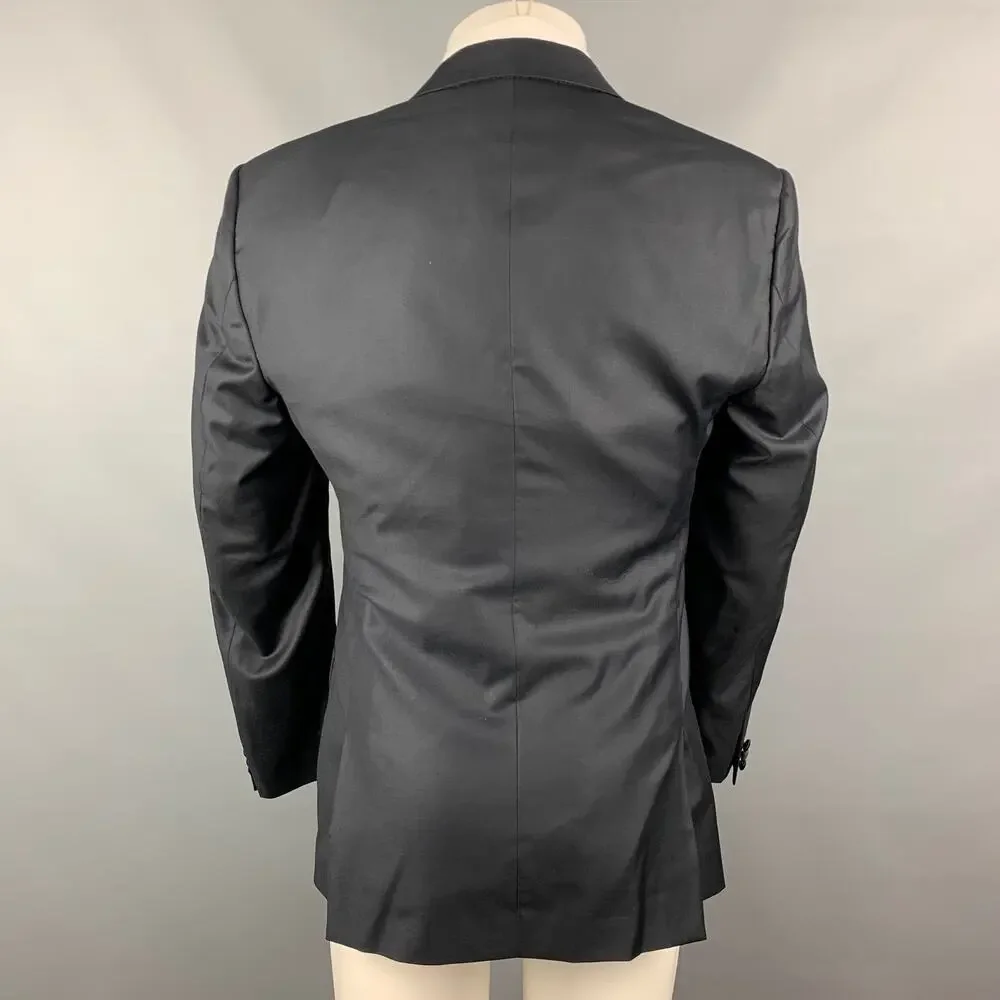CALVIN KLEIN COLLECTION Size 40 Navy Wool Tuxedo Sport Coat